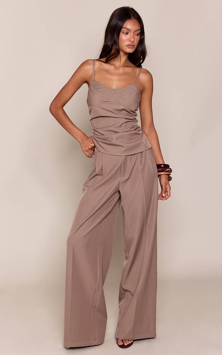 Champignon Pantalon Tailleur À Double Pli Coordonné