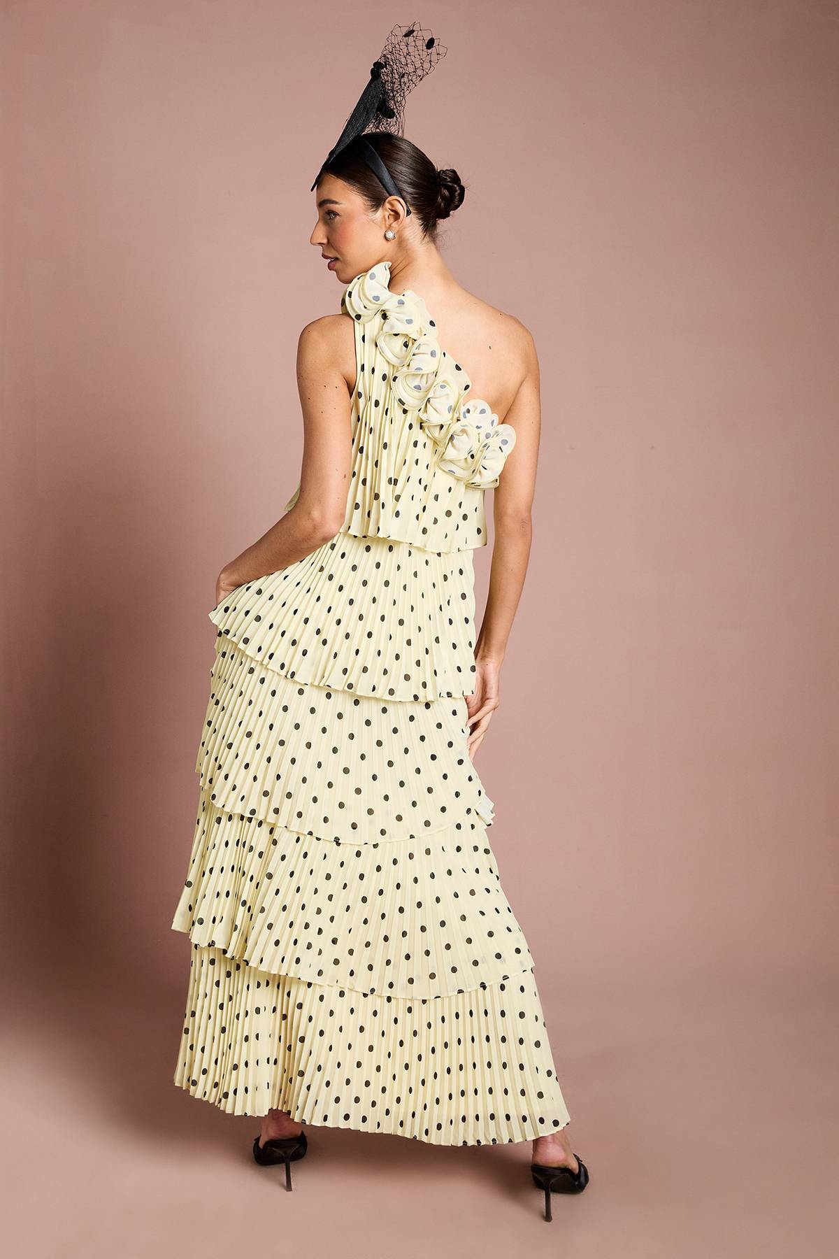 Coast Robe Maxi Étagée Lisa Tan À Imprimé Floral 3D À Pois