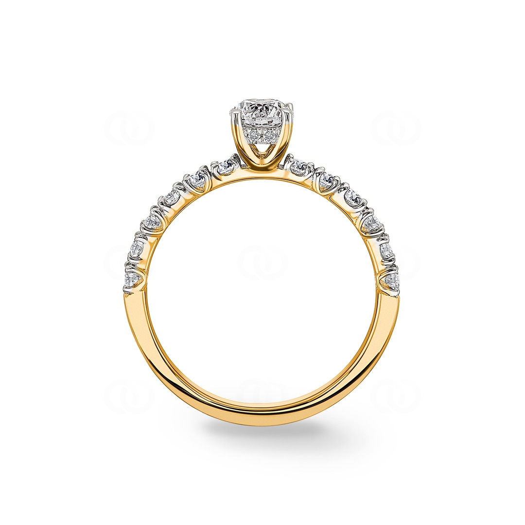 0.90ct Diamanten Pavé Solitärring 750/18 K Gelbgold