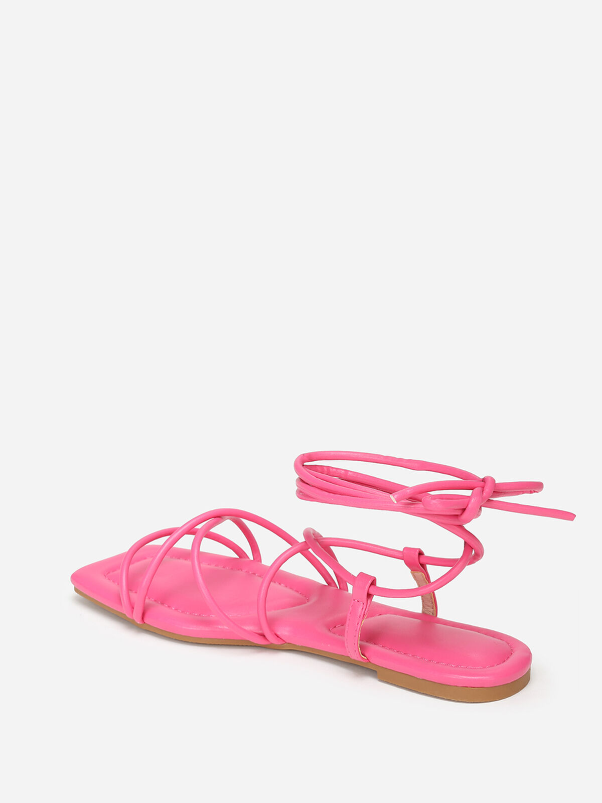 Sandales plates à multiples lanières- Fuchsia