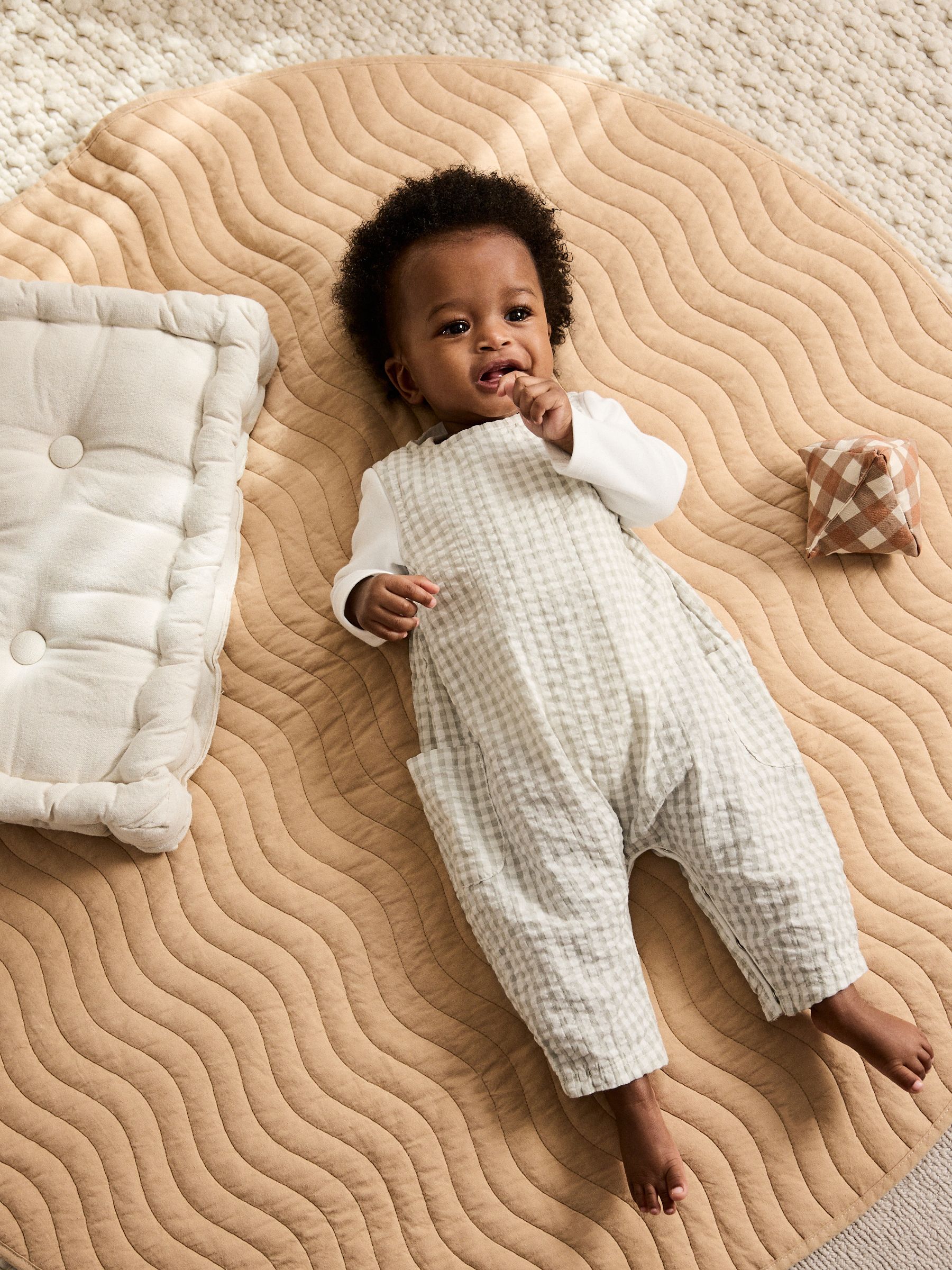 Groen geruit - Geweven bretelbroeken en bodysuit babyset (0mnd -2jr)