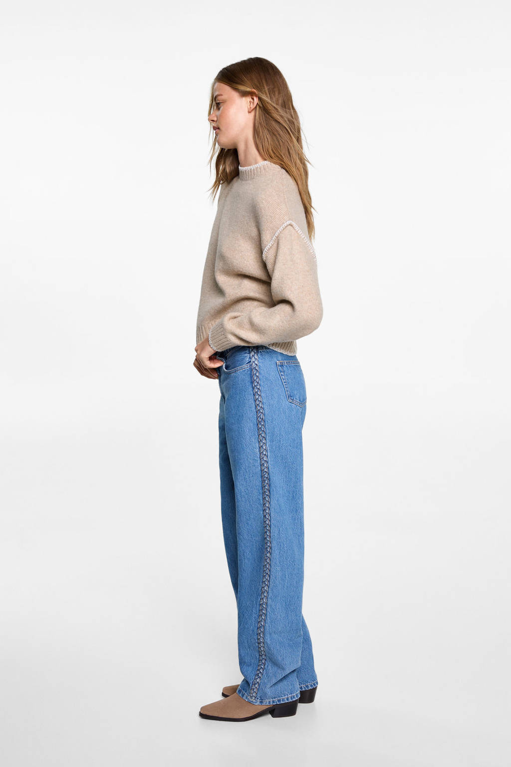 MANGO TEEN gebreide trui beige