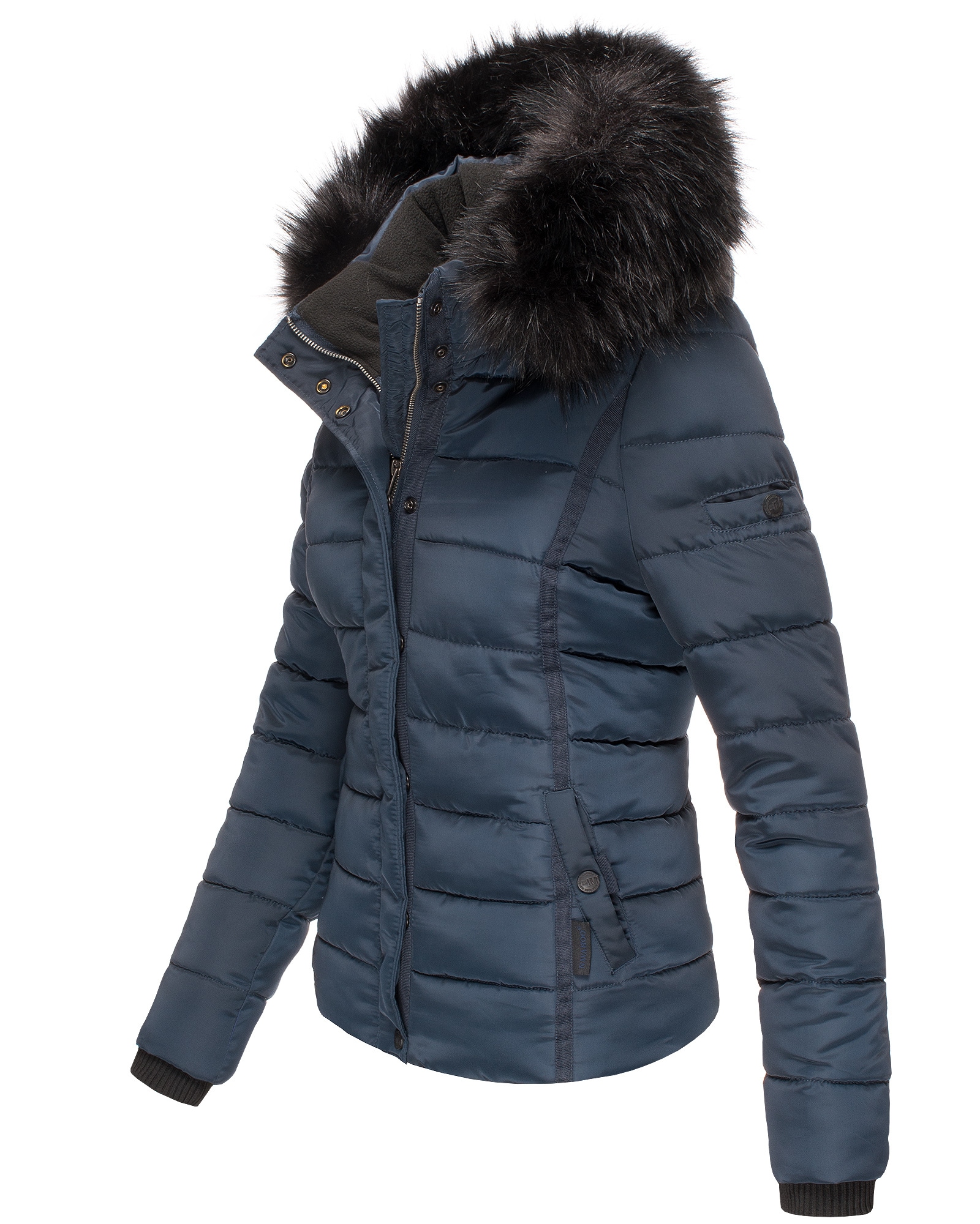 NAVAHOO Damen Steppjacke Hochwertige Winterjacke Mit Voluminöser Kunstpelz-Kapuze Miamor