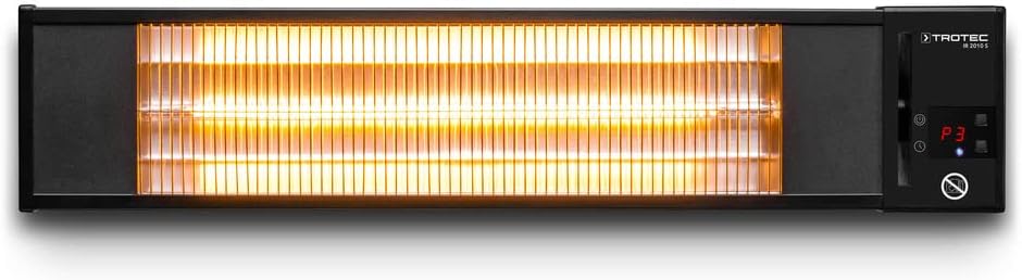 TROTEC Terassenheizstrahler Infrarot IR 2010 S – Heizleistung 650 W / 1350 W / 2000 W – Standgerät, Wandmontage, inkl. Fernbedienung