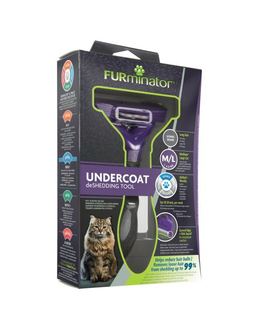 Furminator Cat Undercoat Tool - Long Hair - Kattenvachtkam - Paars Medium\/Large