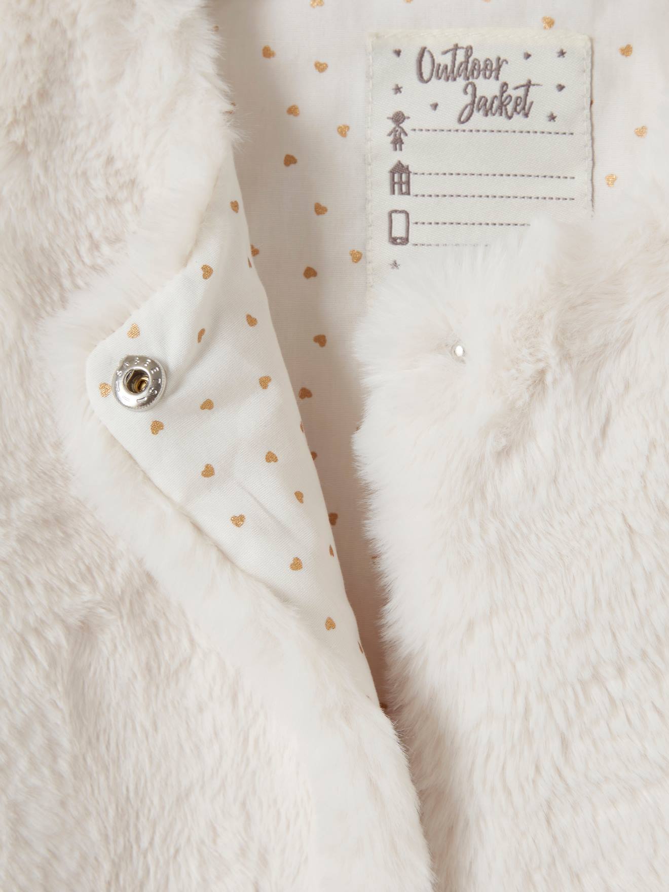 Colete de pele sintética para meninas, branco claro liso