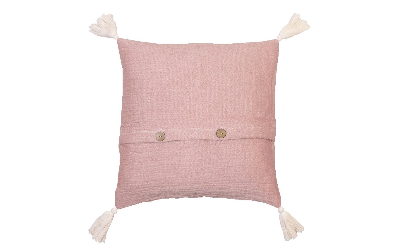 Kissenbezug mit Quasten 45 cm x 45 cm, RosaDeko-Kissenhülle