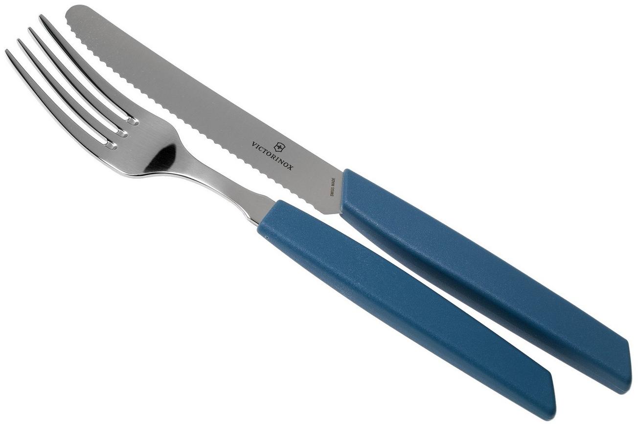 Victorinox Swiss Modern 6.9096.11W2.12, 12-delige bestekset met tomatenmes, blauw