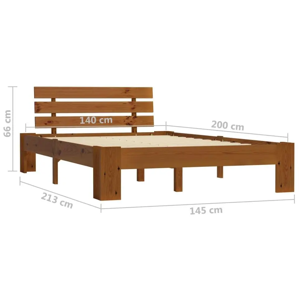vidaXL - Bed frame met hoofdbord - Honingbruin - Grenenhout - 140x200 cm
