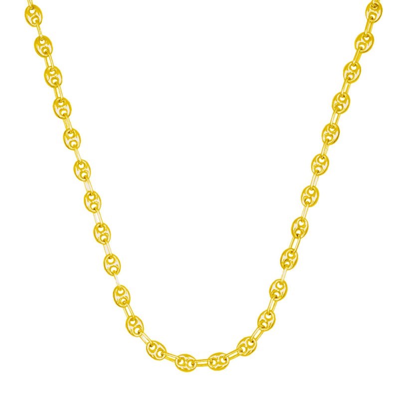 Collier / Chaîne Homme Argent 925 Doré - Maille Grain de Café - 50cm