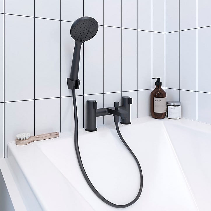 Mitigeur de baignoire noir avec douchette GoodHome Cavally