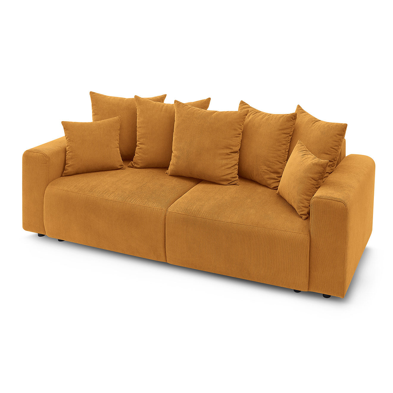 Bobochic Canapé droit fixe 3 places envy velours côtelé jaune - 240x100x95 cm