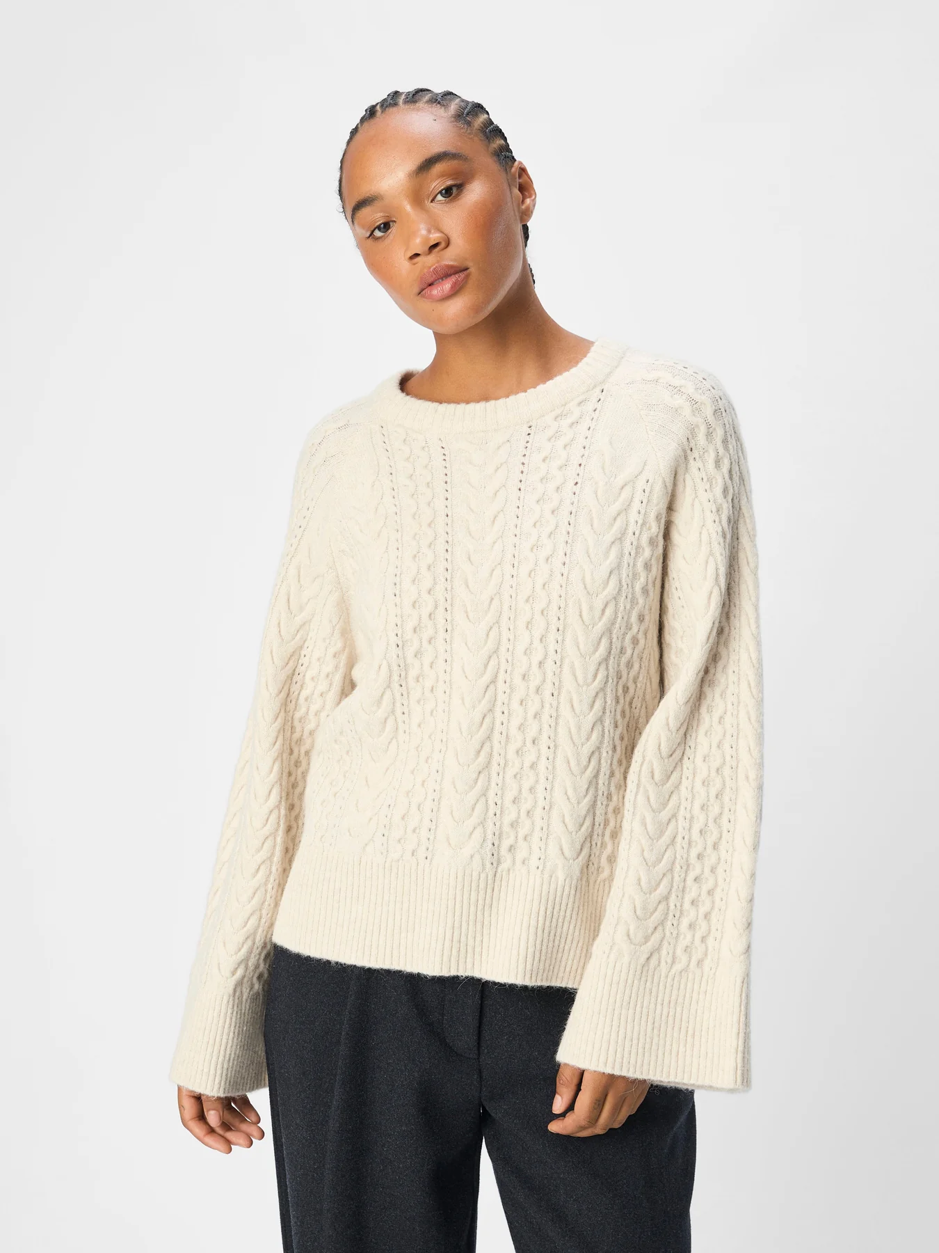 Object Objrosa Knit L/S Re Pullover 134 4569006 white sand melange