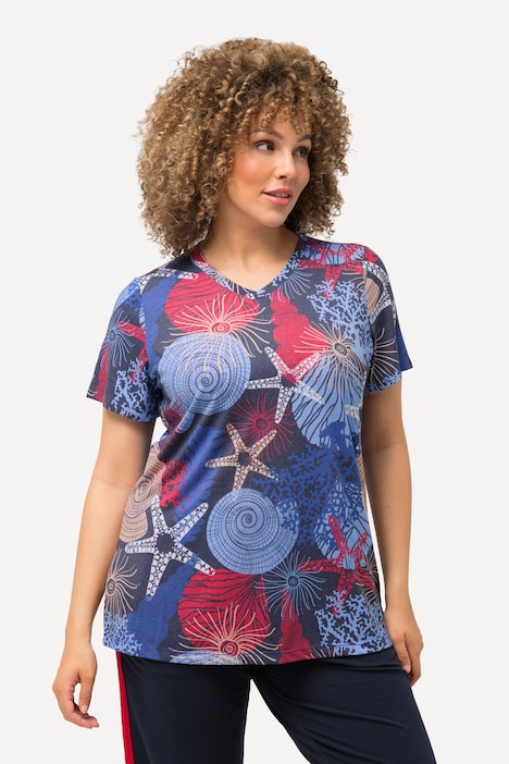 Funktionsshirt, Muscheln, V-Ausschnitt, Halbarm