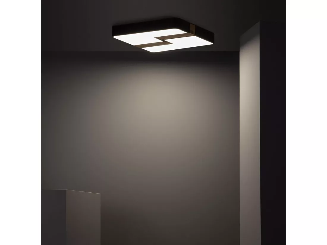 Plafonnier LED Carré Métal 35W CCT Sélectionnable Brusk 480x480 mm Noir