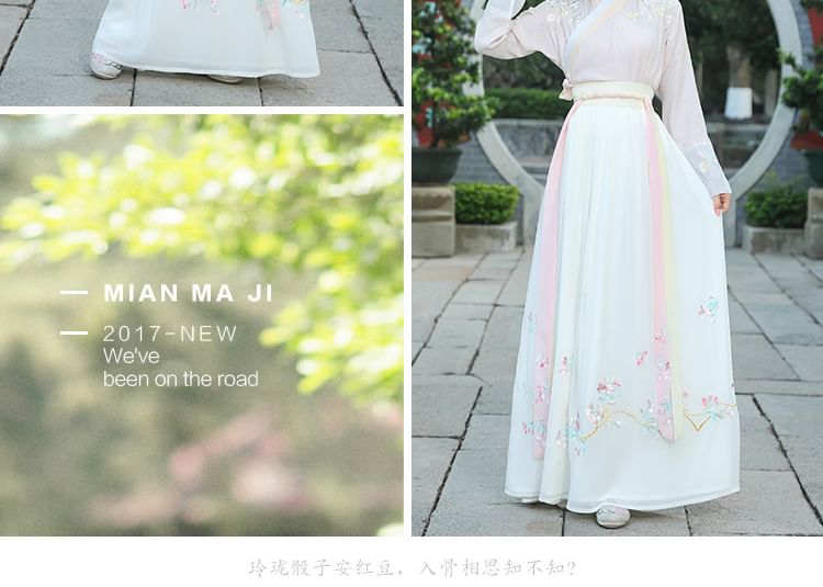 Girls Supply - Hanfu-kostuumset met geborduurde bloemen
