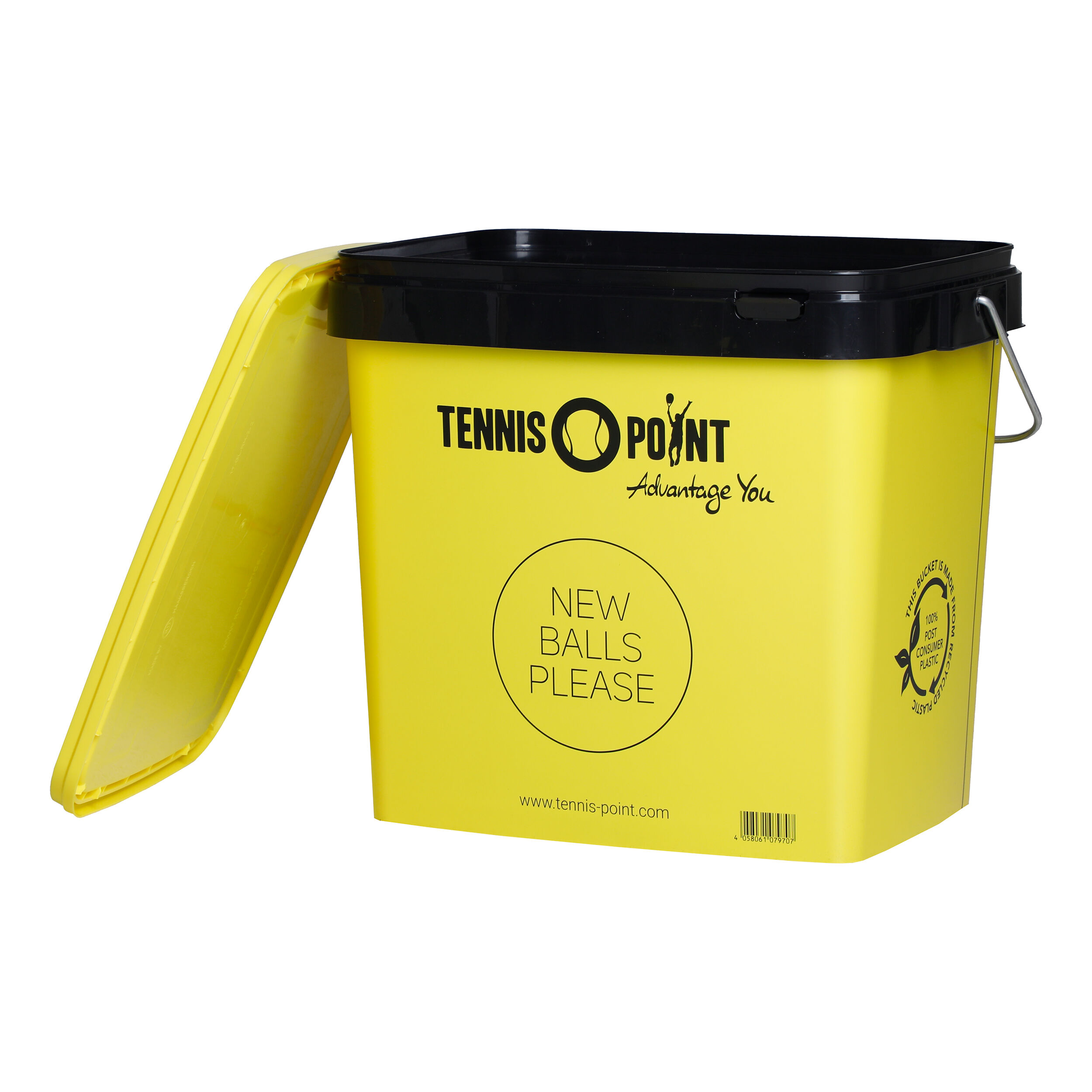 Tennis-Point Seau À Balles Avec Couvercle, Tube Carré - Jaune