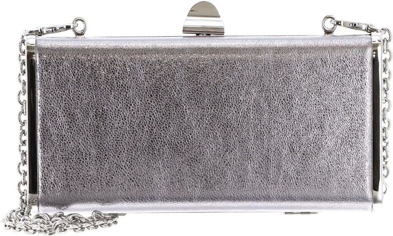 COCCINELLE Leren schoudertas avondtas Liv Handbag Smooth Leather Steel zilverkleurig
