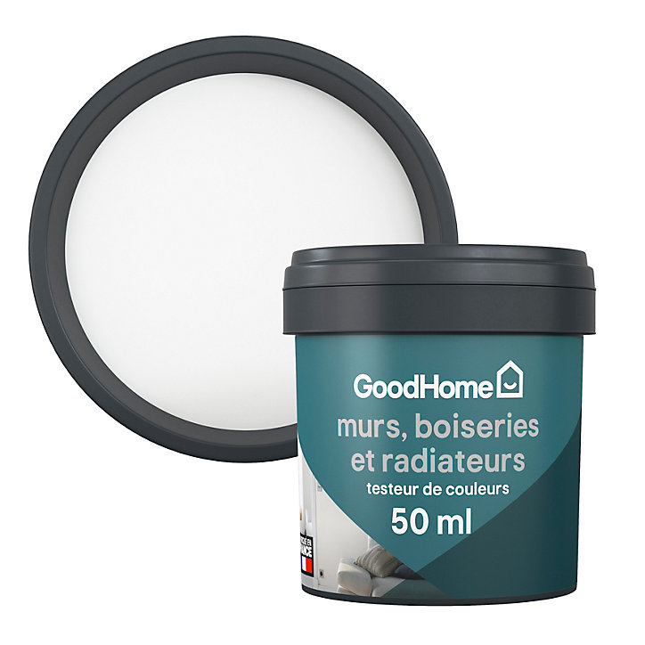 Testeur peinture résistante murs, boiseries et métal GoodHome blanc North Pole mat 50ml