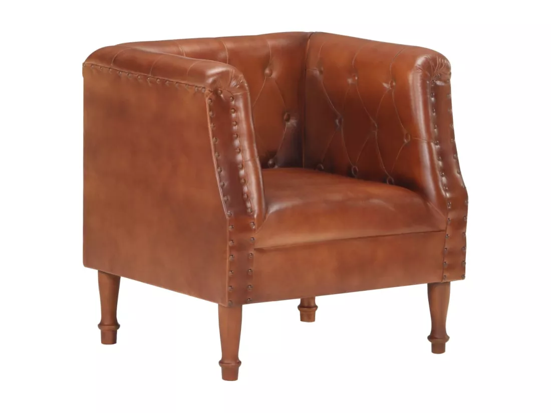 Fauteuil Marron Cuir véritable