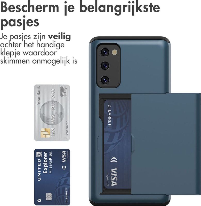 imoshion - Backcover - Donkerblauw - Voor Samsung Galaxy S20 FE - Met Pasjeshouder