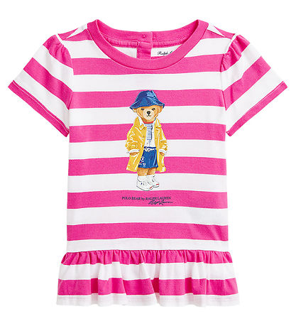 Polo Ralph Lauren T-Shirt - Pink/Weiß gestreift m. Kuscheltier