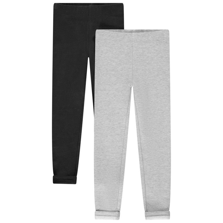 Lot de 2 caleçons unis en molleton gratté pour fille - Gris chiné