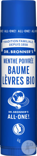 Dr Bronner's Baume À Lèvres Bio Menthe Poivrée Toutes Peaux Tube 4g