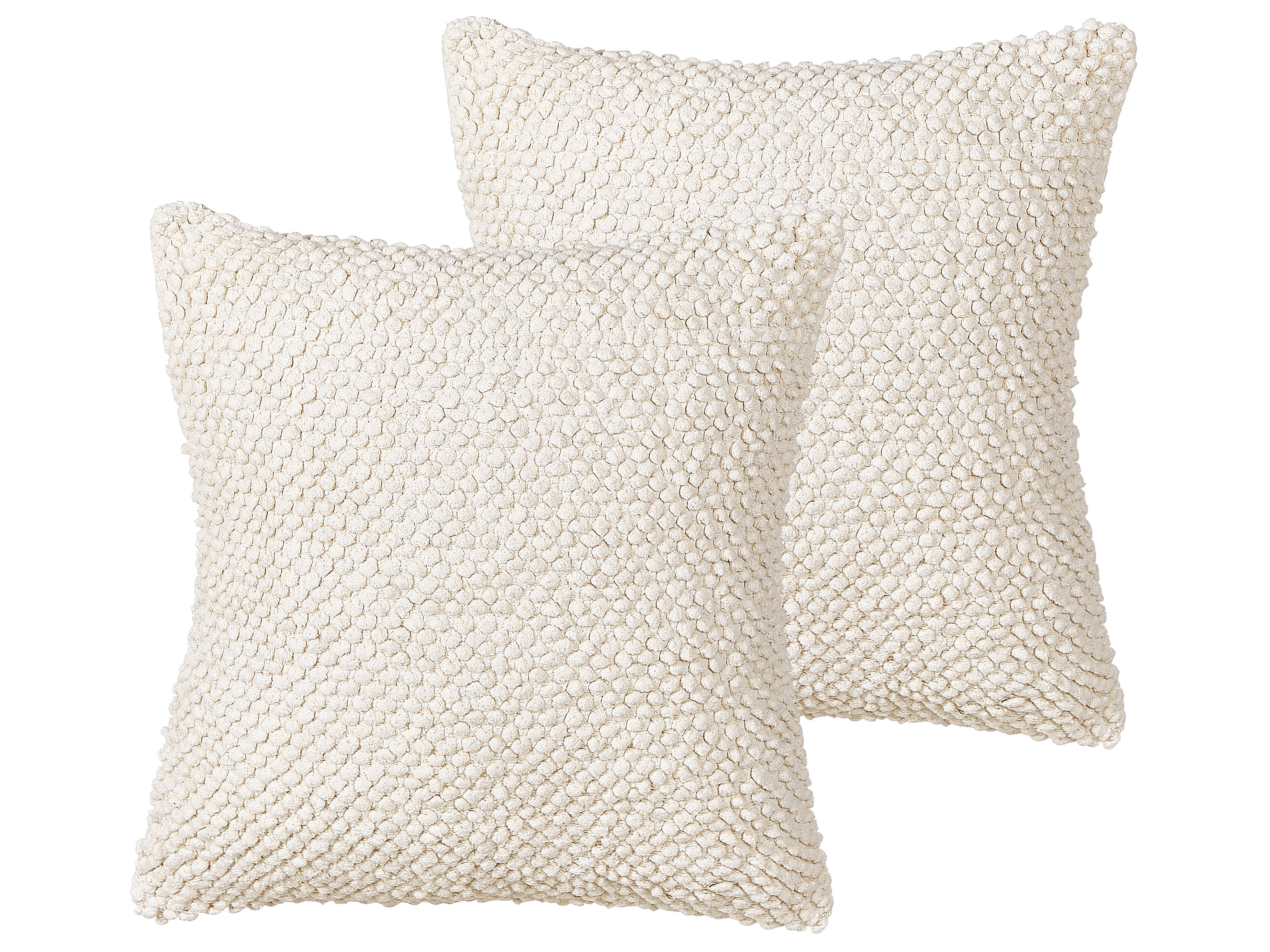 Set van 2 sierkussens JOARA Katoen 45 x 45 cm Lichtbeige effen