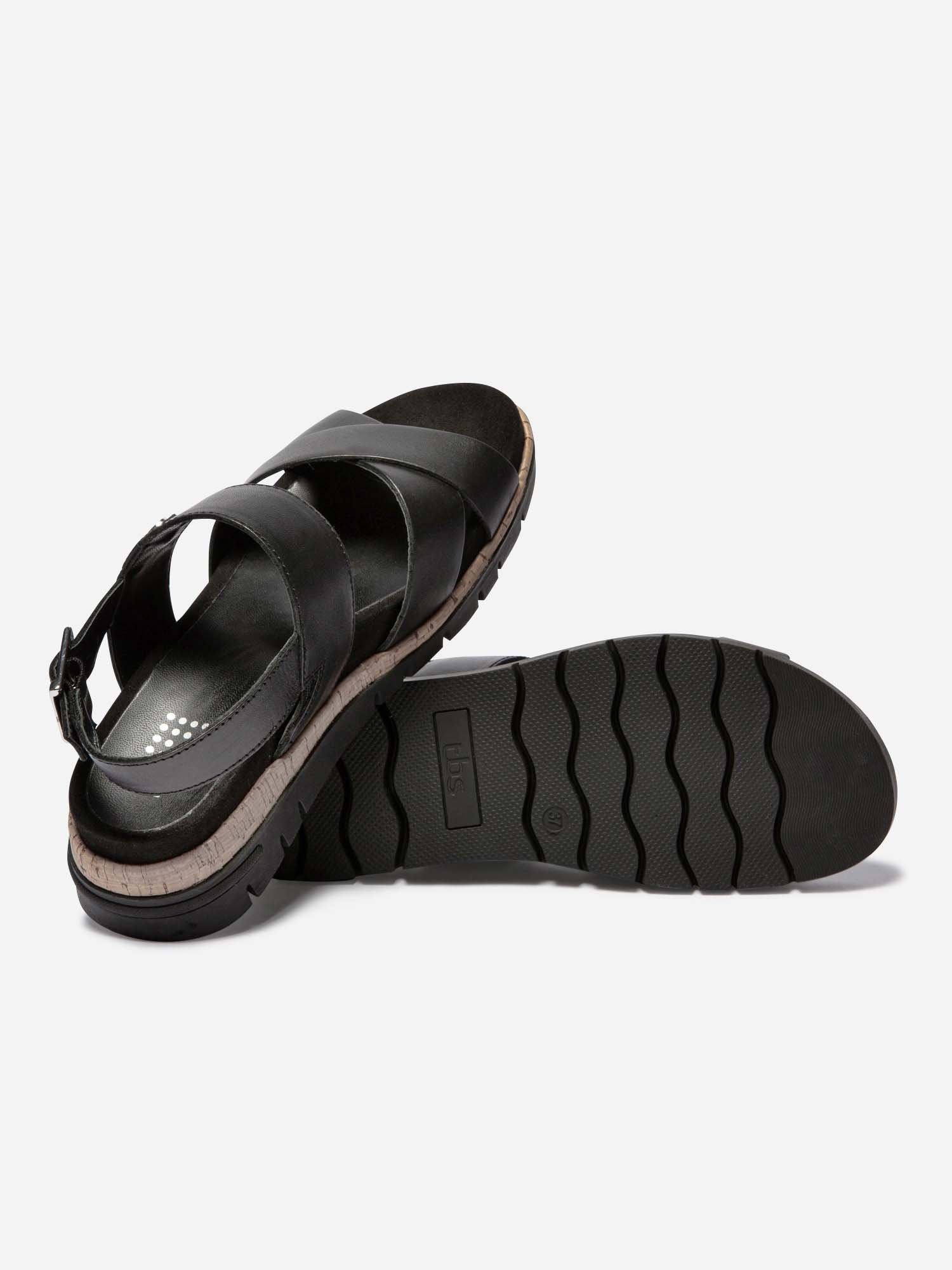 Sandales Femme Semelle Mi-Haute Cuir Noir