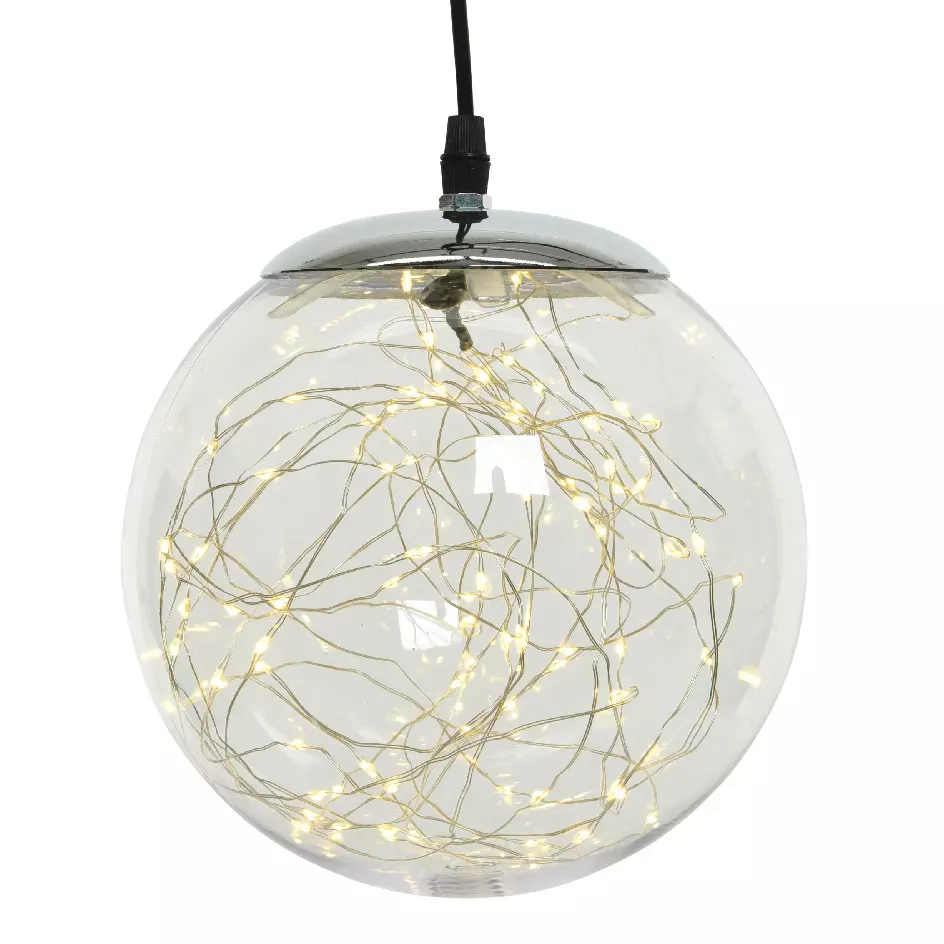 Suspension lumineuse ronde 300 LED (D40 cm) Glace enchantée Blanc chaud
