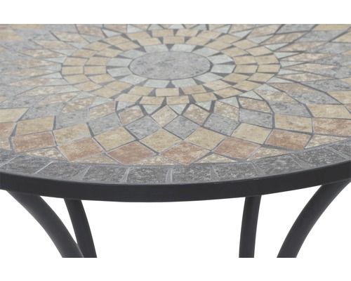 Siena Garden Prato balkontafel, steenmozaïeklook, Ø 70 cm, H 69,5 cm, grijs