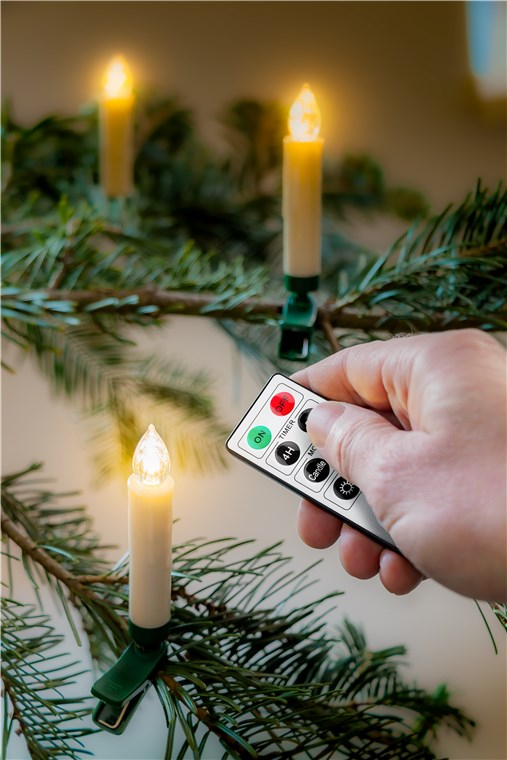 (10er Set) 10cm LED Weihnachtsbaum Kerzen Christbaum Beleuchtung inkl. Fernbedienung (Batteriebetrieben) - Warmweiss