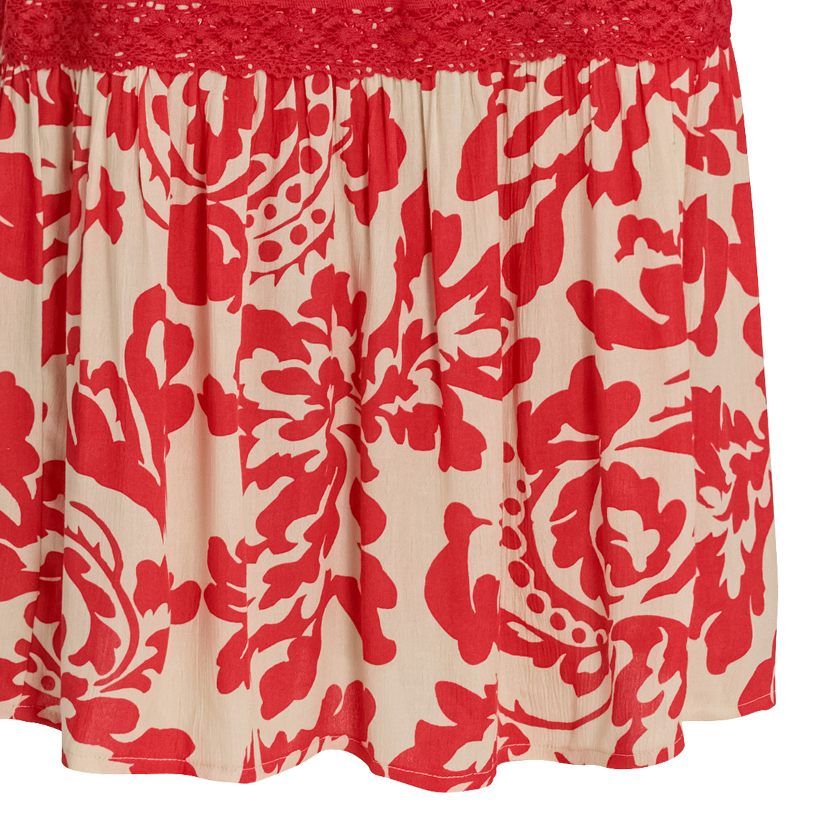 Gina Benotti Damen Kleid mit Serafino-Ausschnitt rot / creme