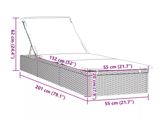 Transat 1 pc avec table gris résine tressée