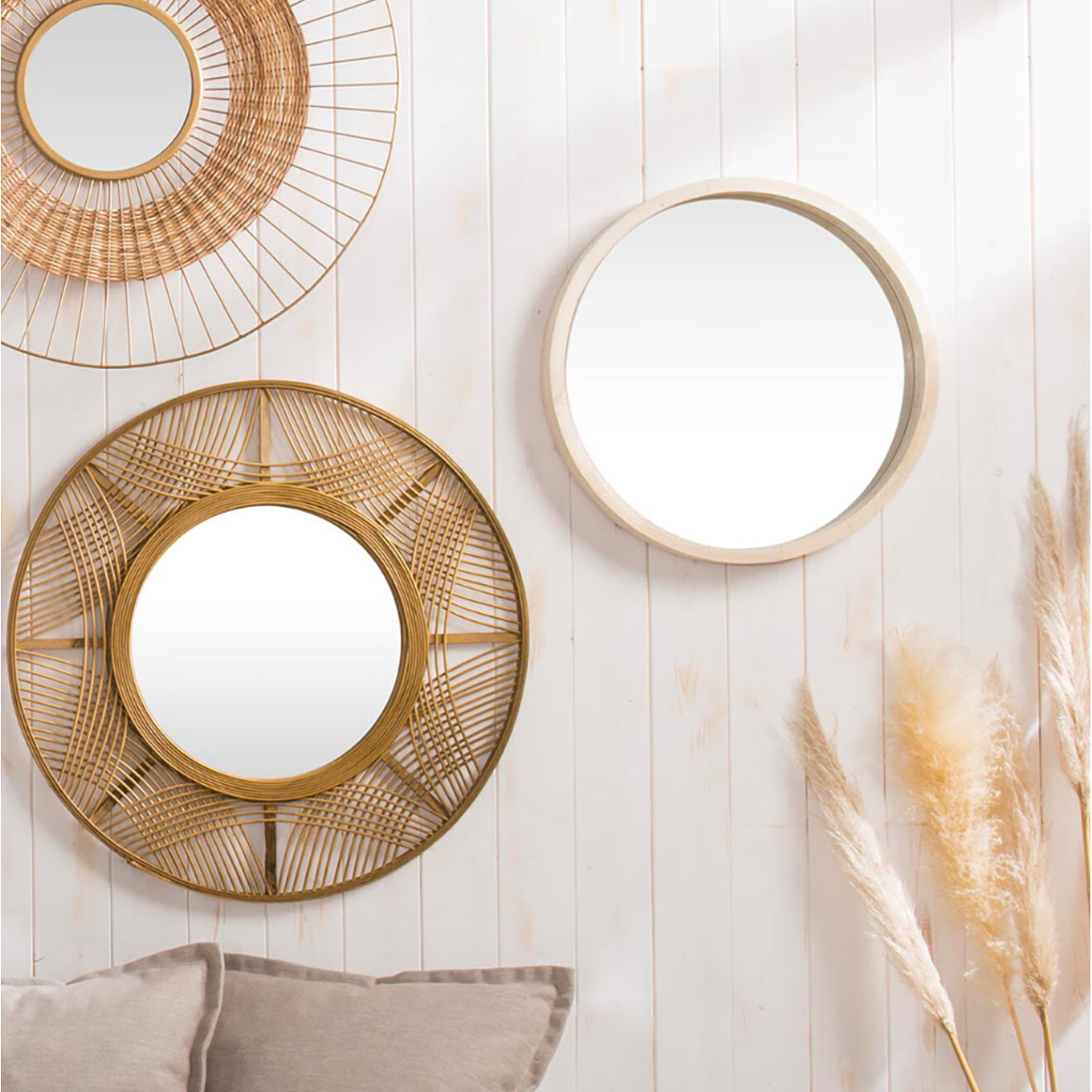 Atmosphera Miroir Olav beige - D.52x5 cm