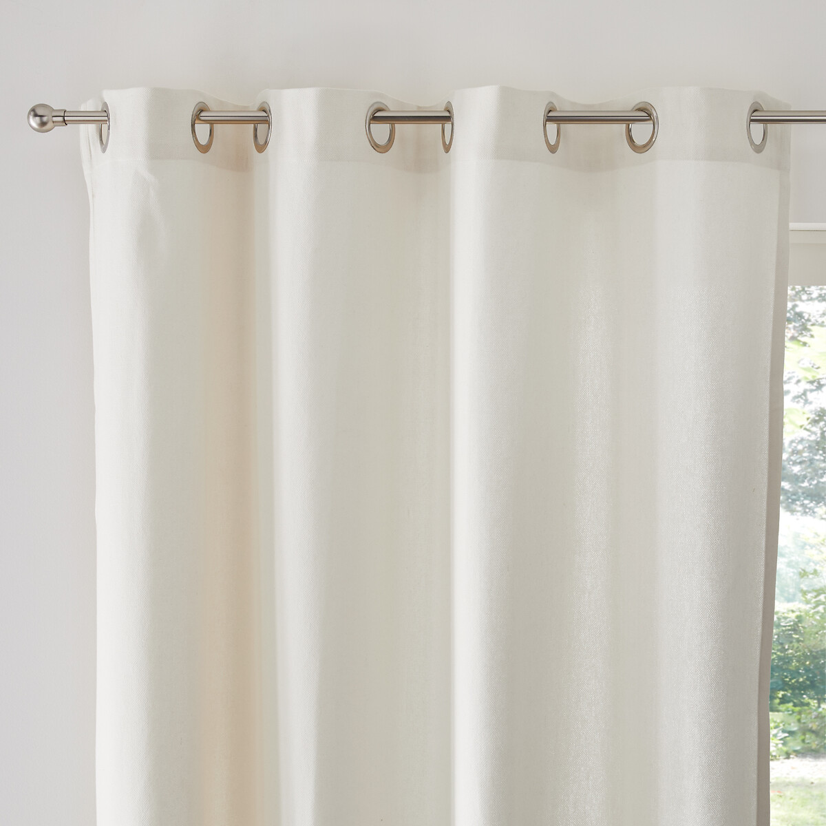 LA REDOUTE INTERIEURS<br>Cortina lisa com ilhós, feita de algodão tecido Panamá