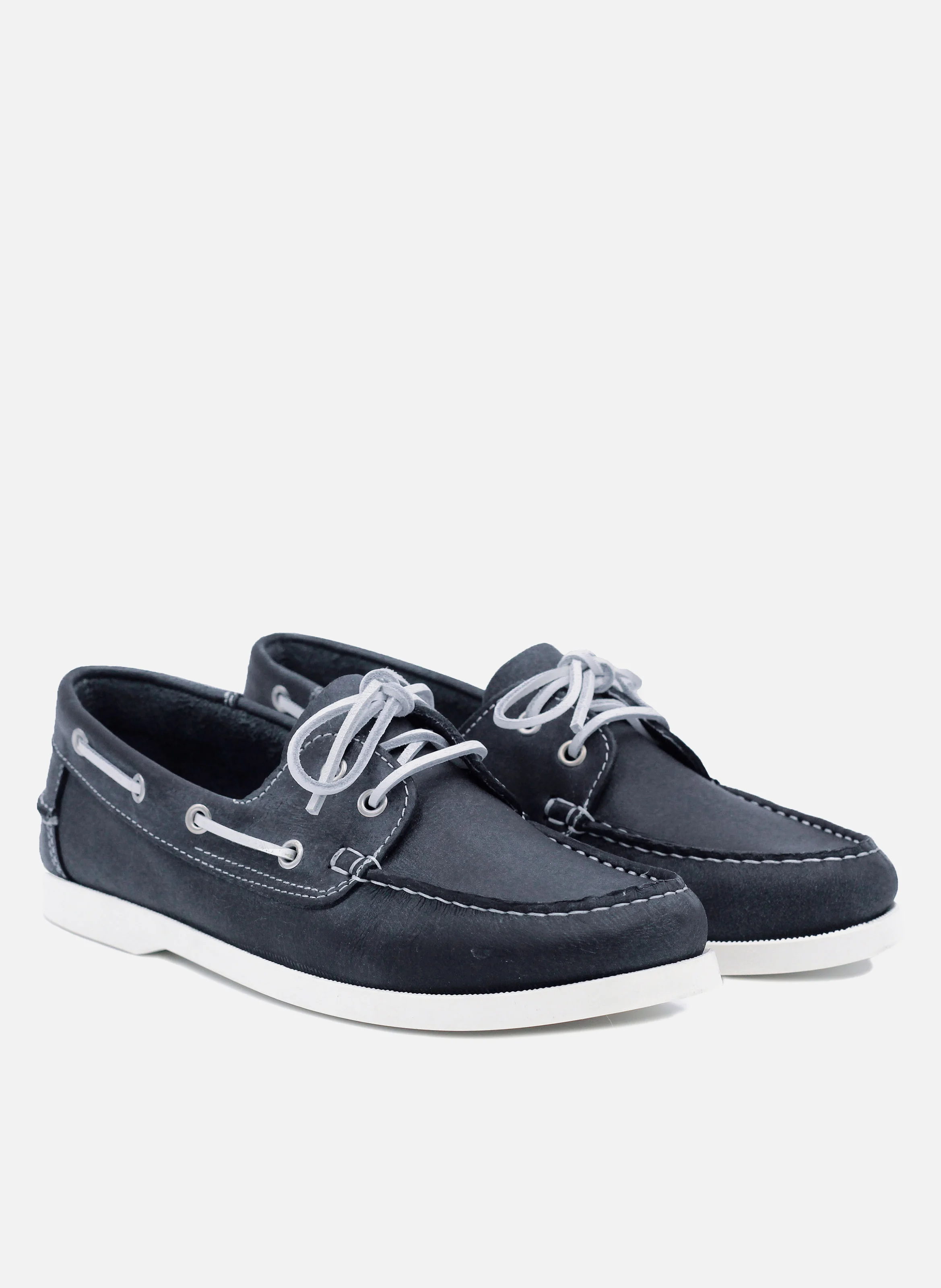 Chaussures bateau cuir mat brossé | Bleu