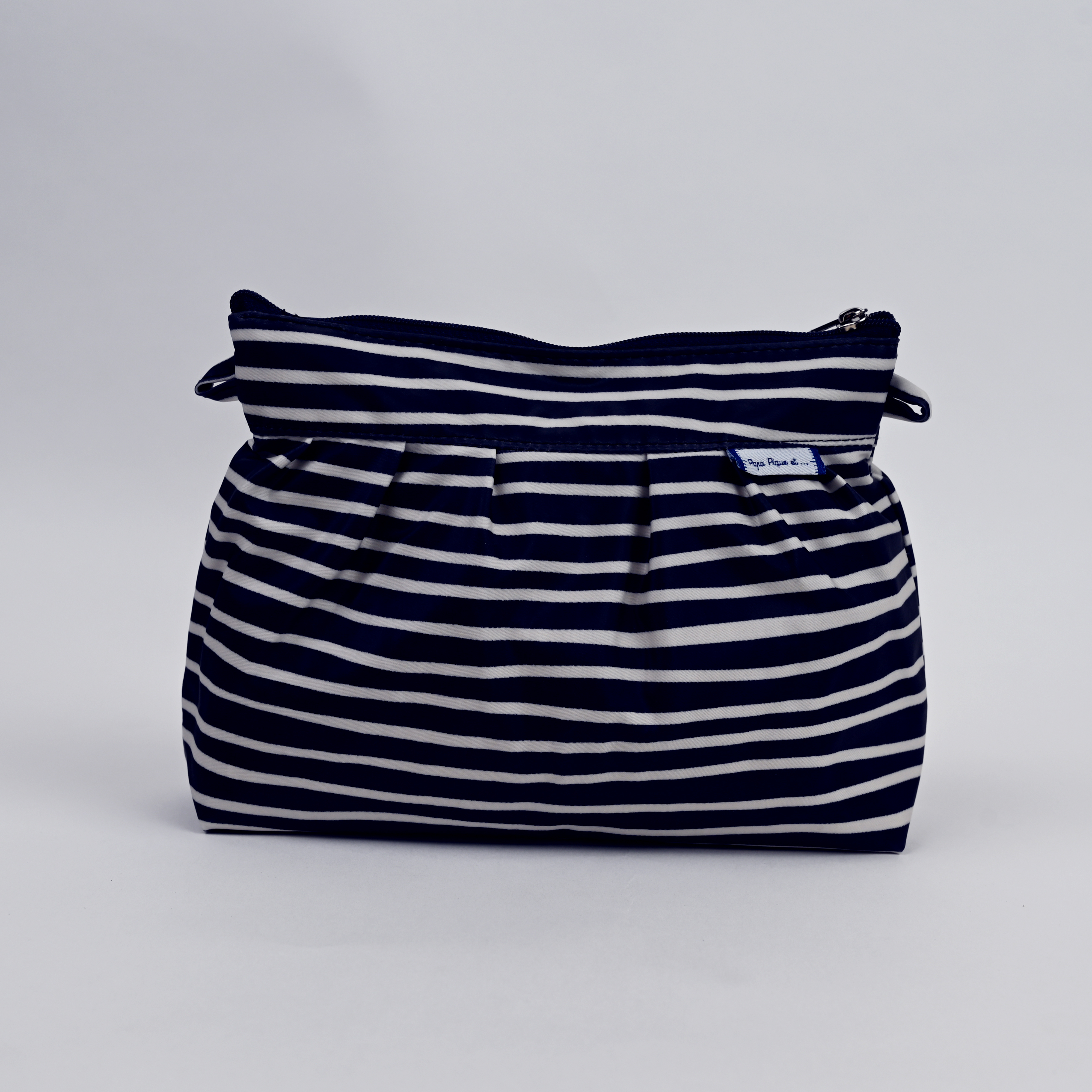 Pochette Plissée Rayé Ivoire Marine