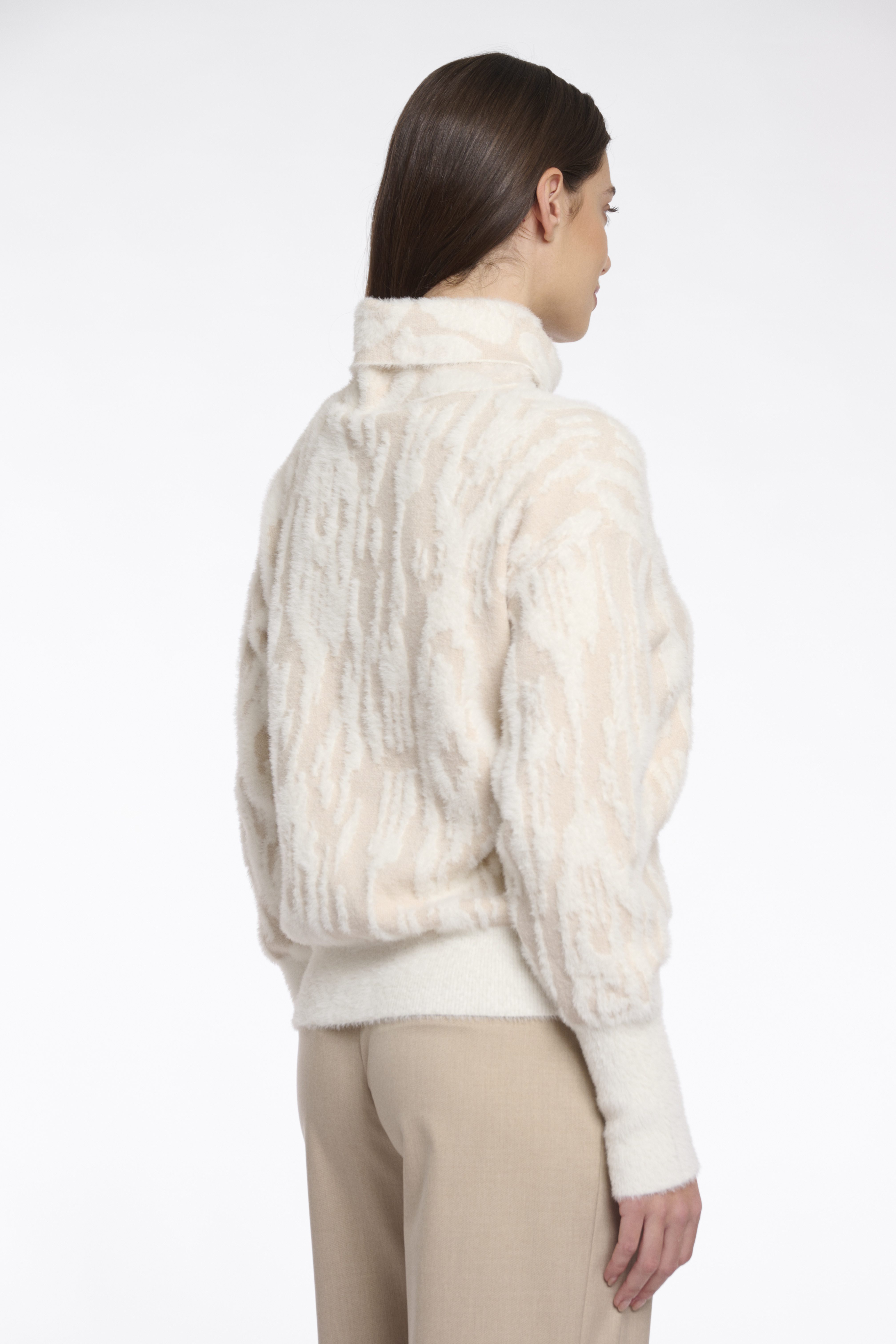 Rino & Pelle - Naura Boxy Turtleneck Sweater - Birch Snow Zebra