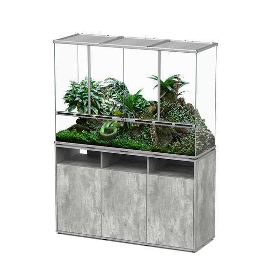 Terrarium et Meuble avec portes Béton L.132xP.45xH.90cm