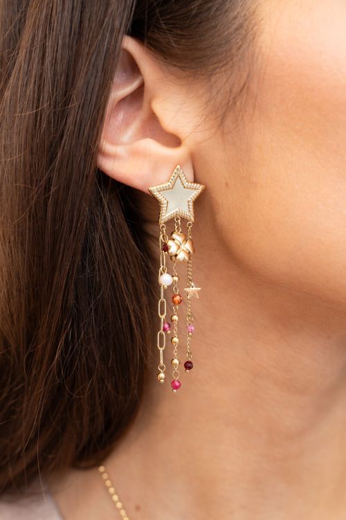 Starry oorhangers met ster en kralen