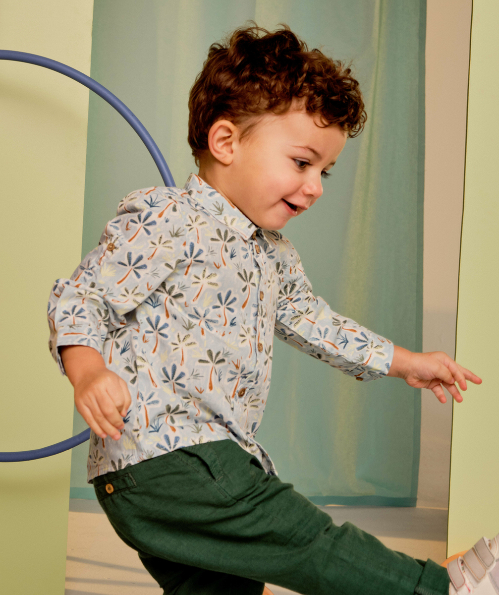 LA CHEMISE BLEU CIEL EN COTON IMPRIMÉ PALMIERS
