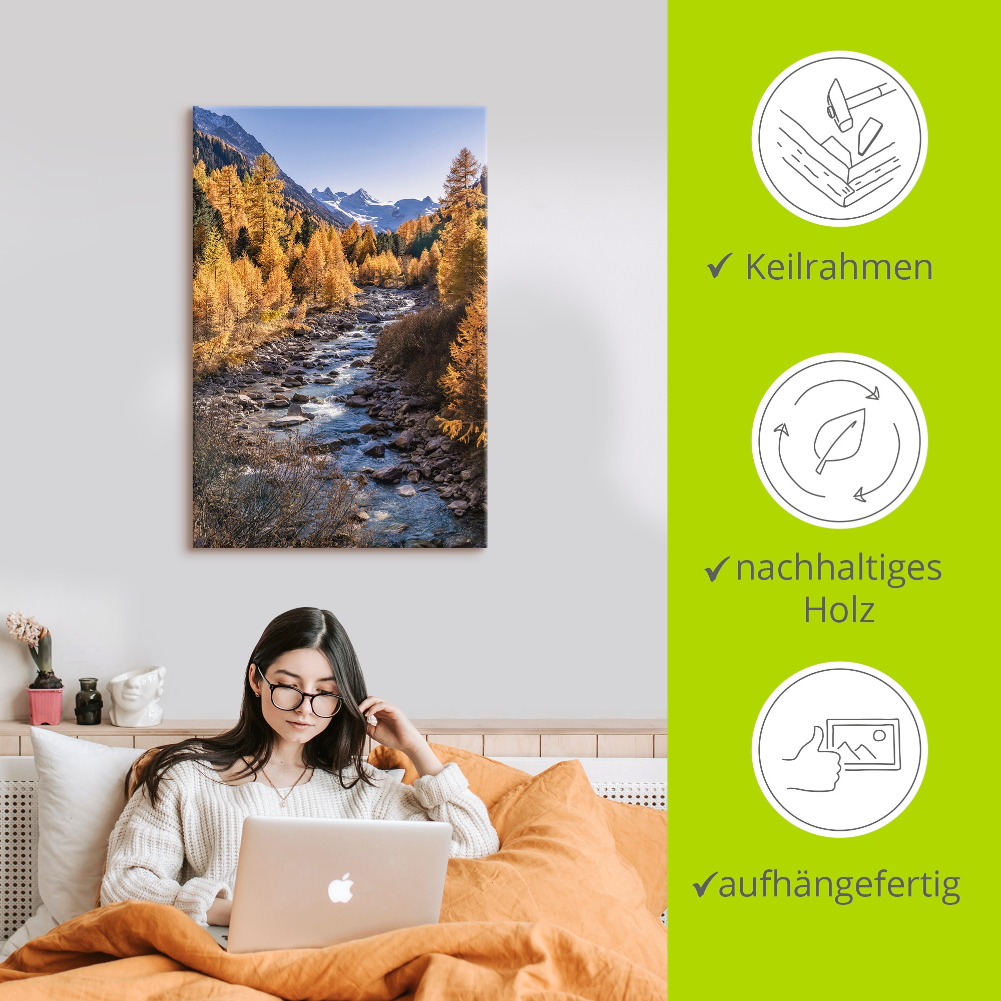 Artland Leinwandbild »Herbst im Oberengadin« Vier Jahreszeiten Bilder 1 Stk. tlg. auf Keilrahmen gespannt