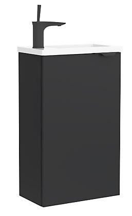 Meuble lave-mains à suspendre Cygnus Bath Space noir mat L39 X H72 cm + plan vasque résine