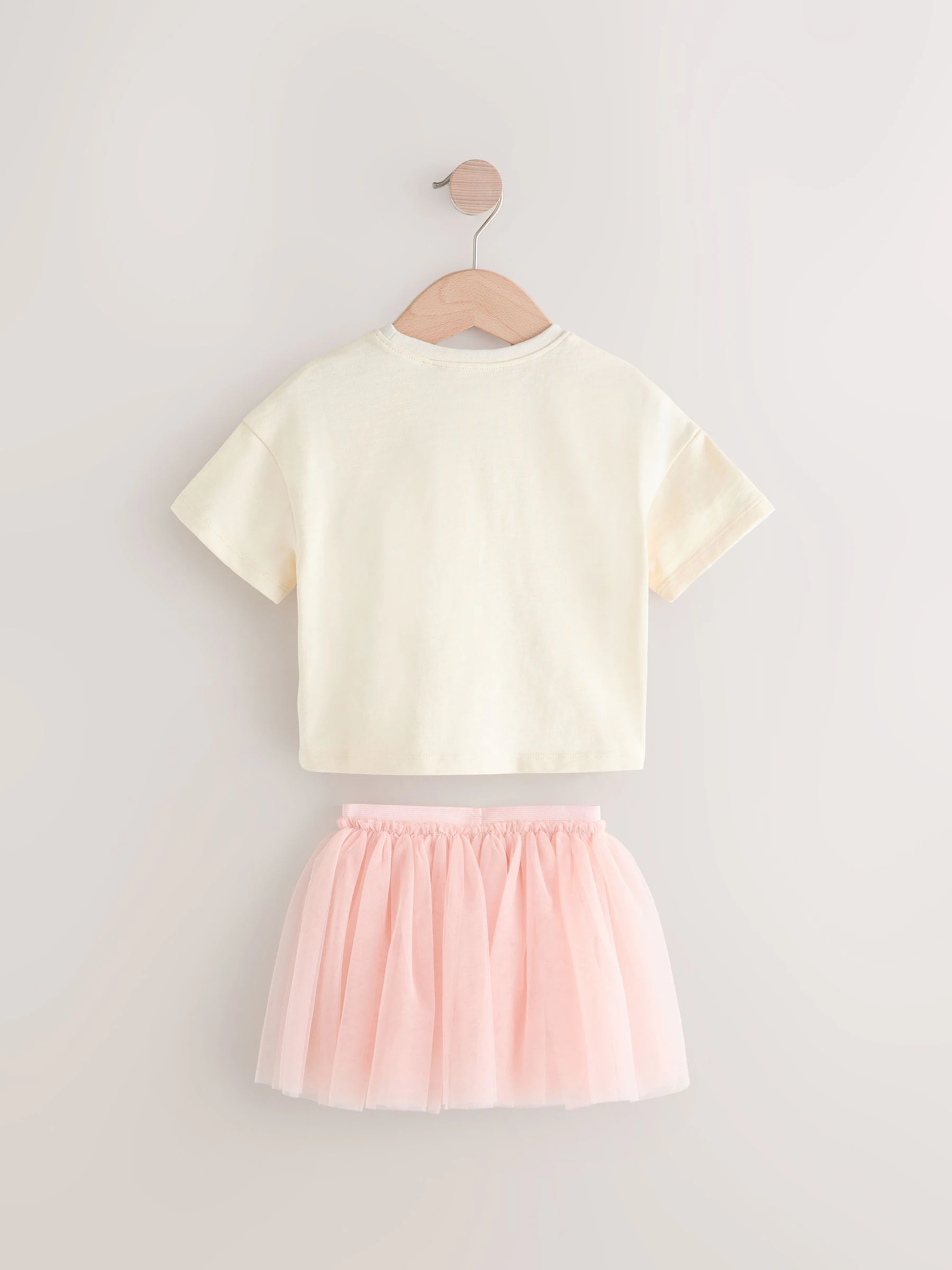 Roze/wit - Set van top met korte mouwen en rok (3 mnd - 7 jr)