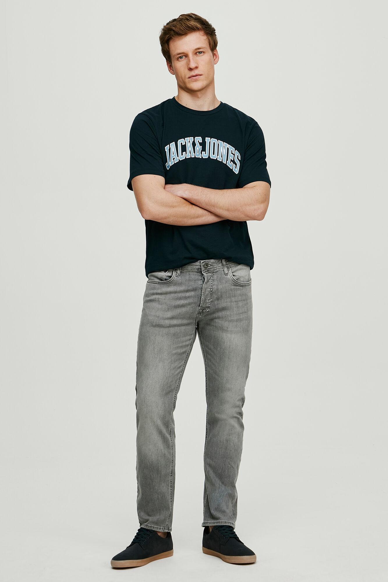 Camiseta de algodão com logo - Azul