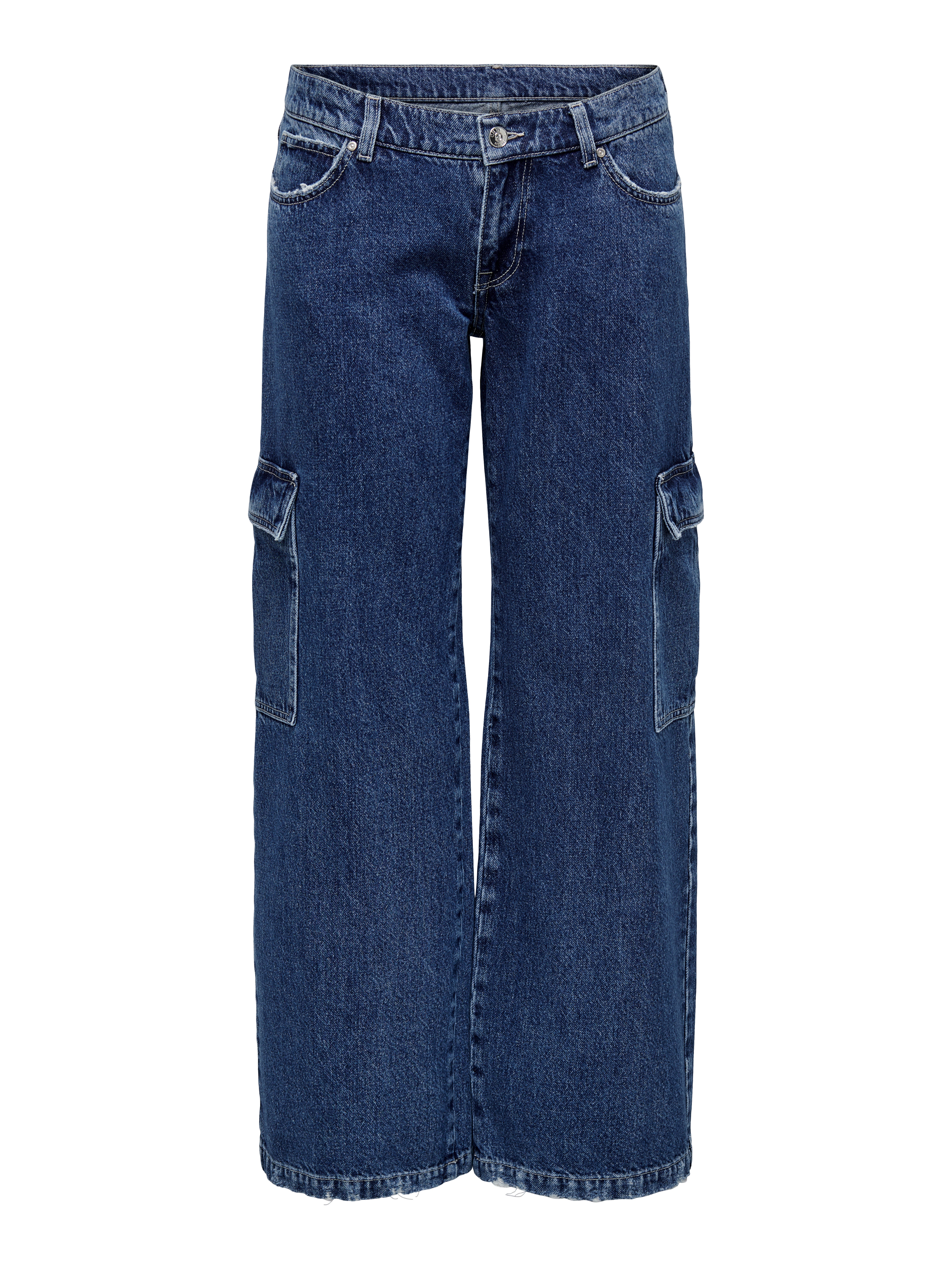 ONLHONEY Niedrige Taille Weiter Beinschnitt Jeans Dark Blue Denim