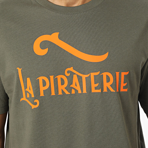 Tee Shirt Oversize Large Logo Vert Kaki Orange