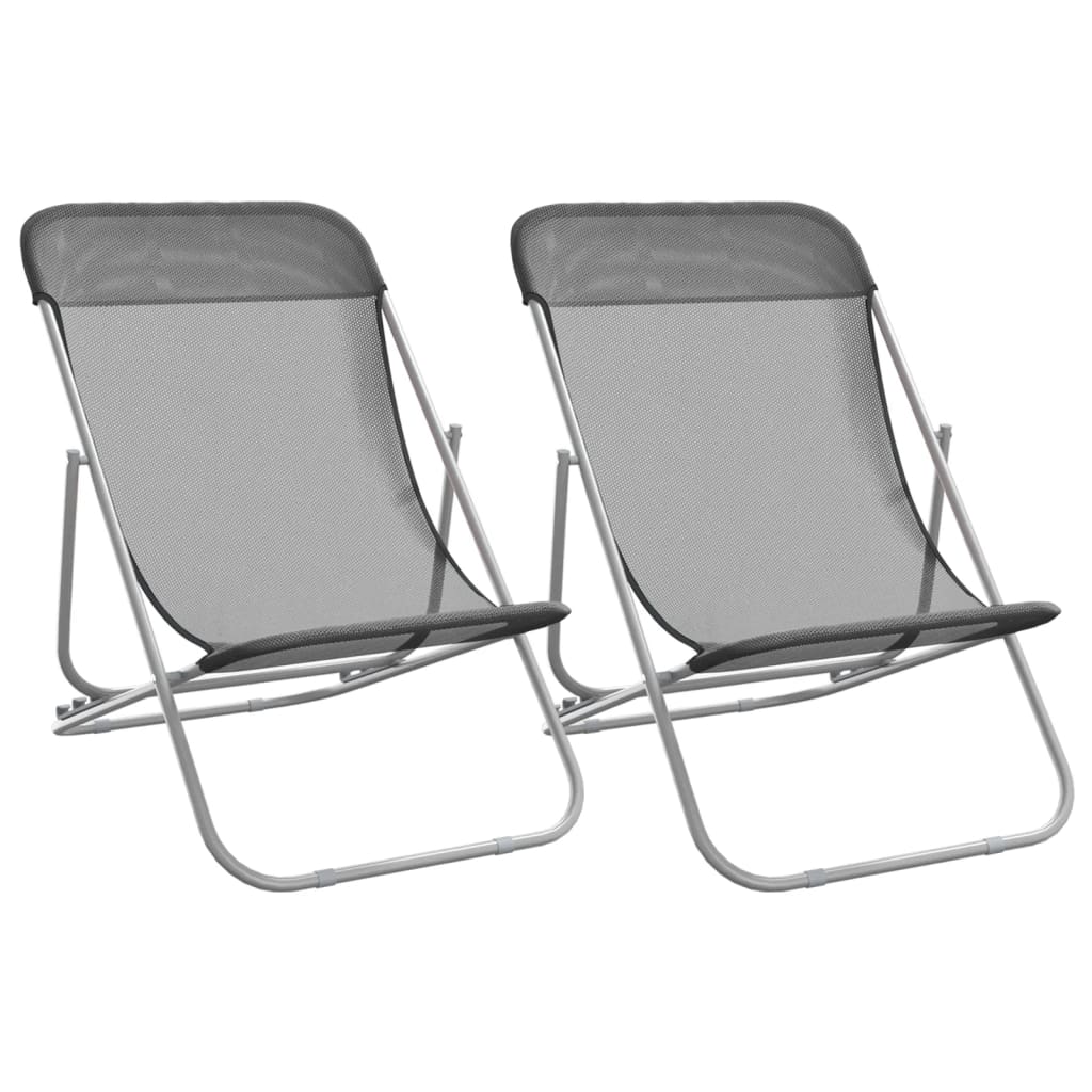Chaises de plage pliantes 2pcs textilène acier enduit de poudre